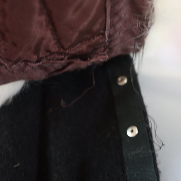 Vintage Hadley Real Mink Fur Collar Black 100% Cashmere Cardigan Sweater LG - Picture 8 of 12